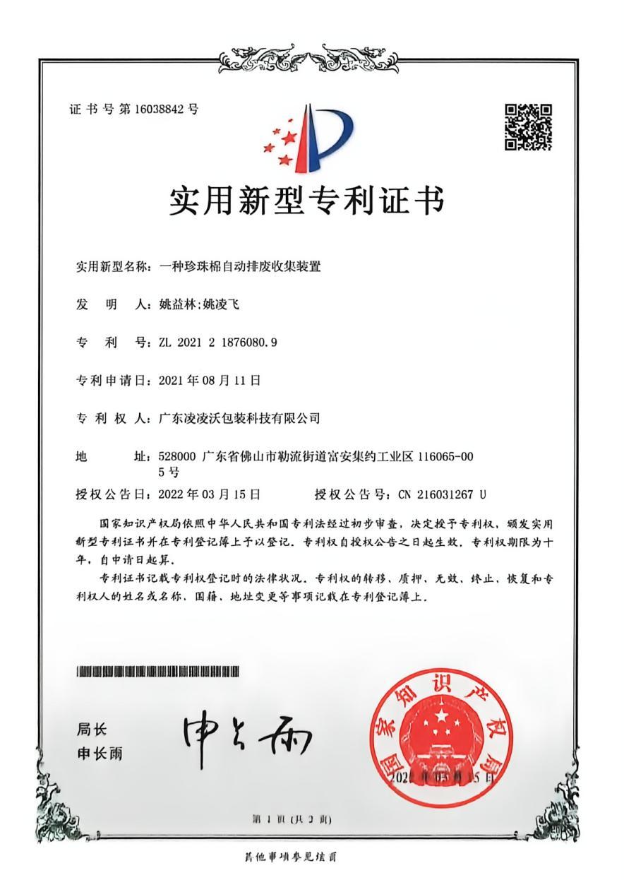 凌凌沃技术专利证书